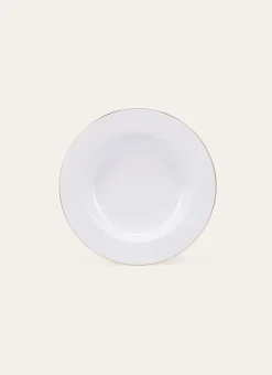 ASSIETTE CREUSE EN PORCELAINE AVEC LISERÉ DORÉ BLANC