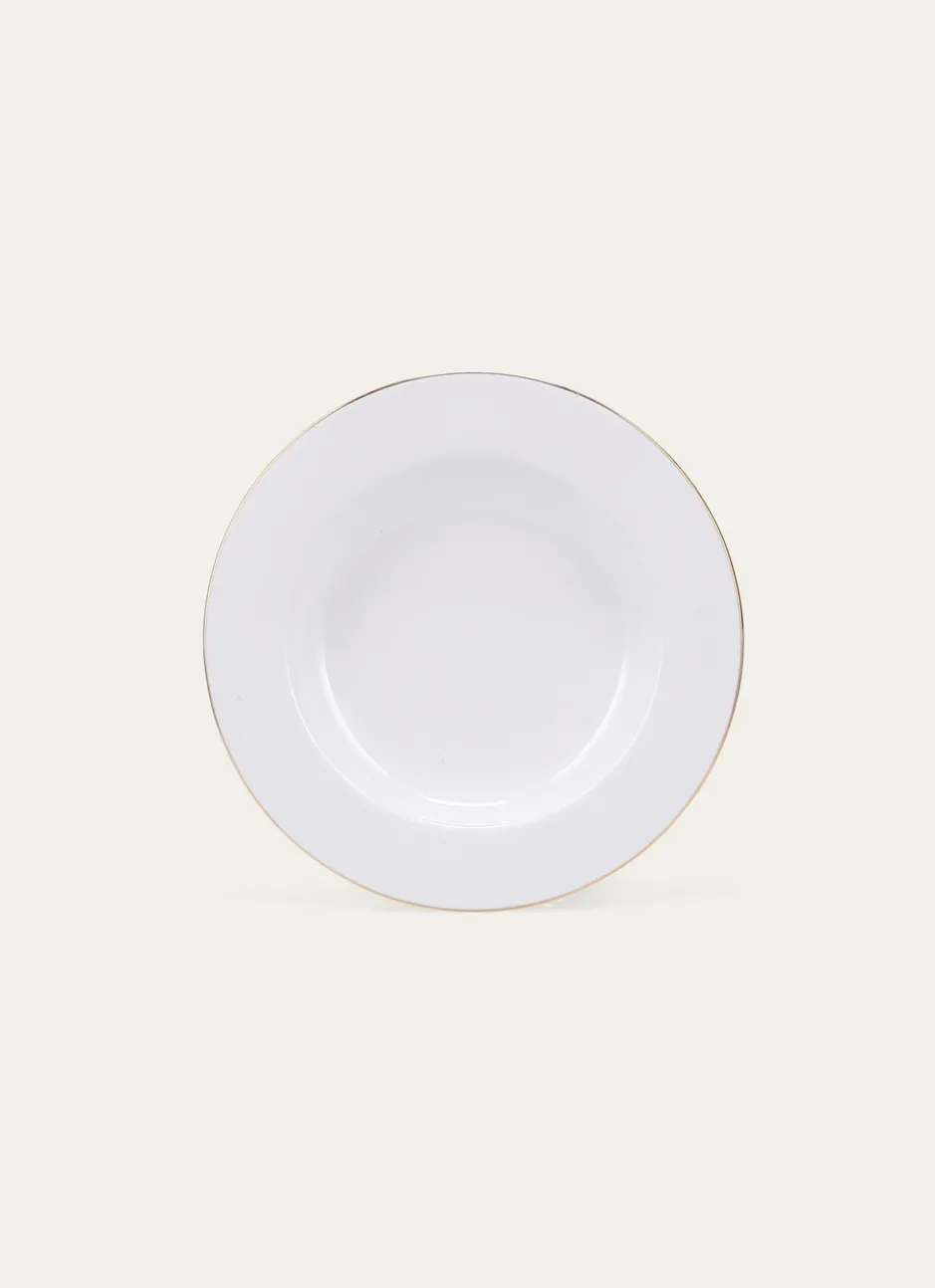 ASSIETTE CREUSE EN PORCELAINE AVEC LISERÉ DORÉ BLANC