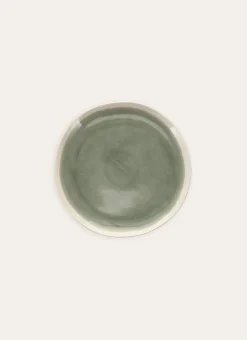 ASSIETTE À DESSERT EN GRÈS RÉACTIF VERT DE GRIS