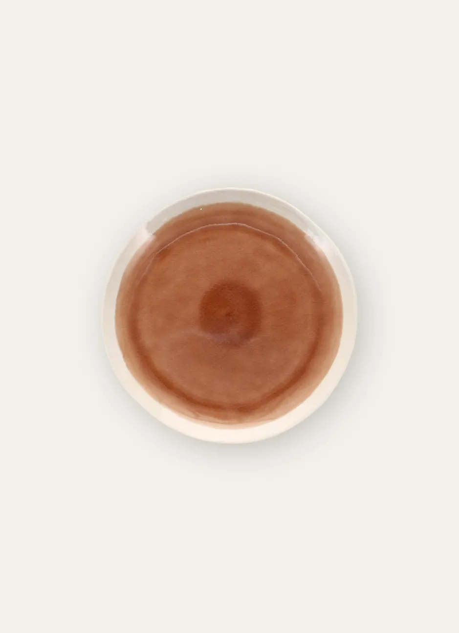 ASSIETTE À DESSERT EN GRÈS RÉACTIF MARRON