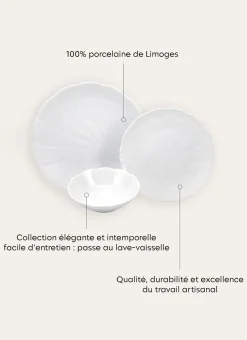 ASSIETTE À DESSERT EN PORCELAINE DE LIMOGES TAHITI BLANC