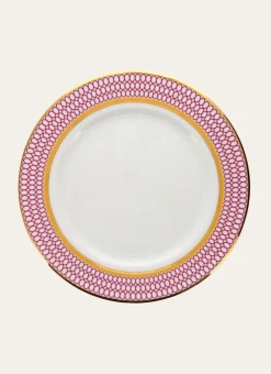 ASSIETTE À DESSERT EN PORCELAINE ESPRIT VÉNITIEN ROSE FUCHSIA