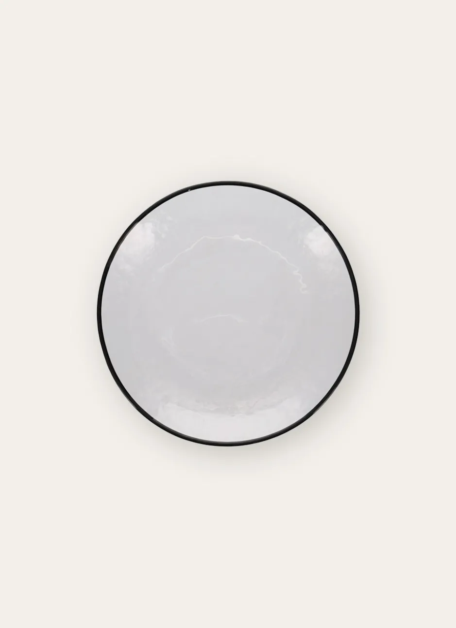 ASSIETTE DESSERT EN VERRE FILE TRANSPARENT/NOIR