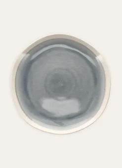 ASSIETTE PLATE EN GRÈS RÉACTIF BLEU