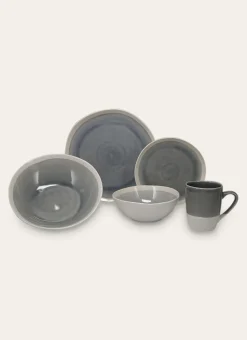 ASSIETTE PLATE EN GRÈS RÉACTIF BLEU