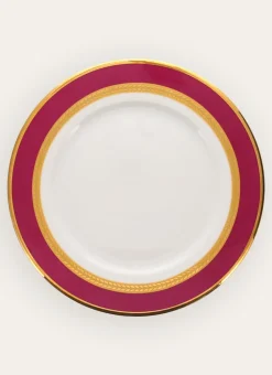ASSIETTE PLATE EN PORCELAINE ESPRIT VÉNITIEN ROSE FUCHSIA
