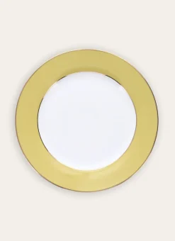 ASSIETTE PLATE EN PORCELAINE COLORÉE TILLEUL
