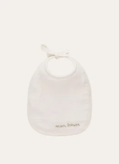 BAVOIR EN GAZE DE COTON AVEC BRODERIE ÉCRU