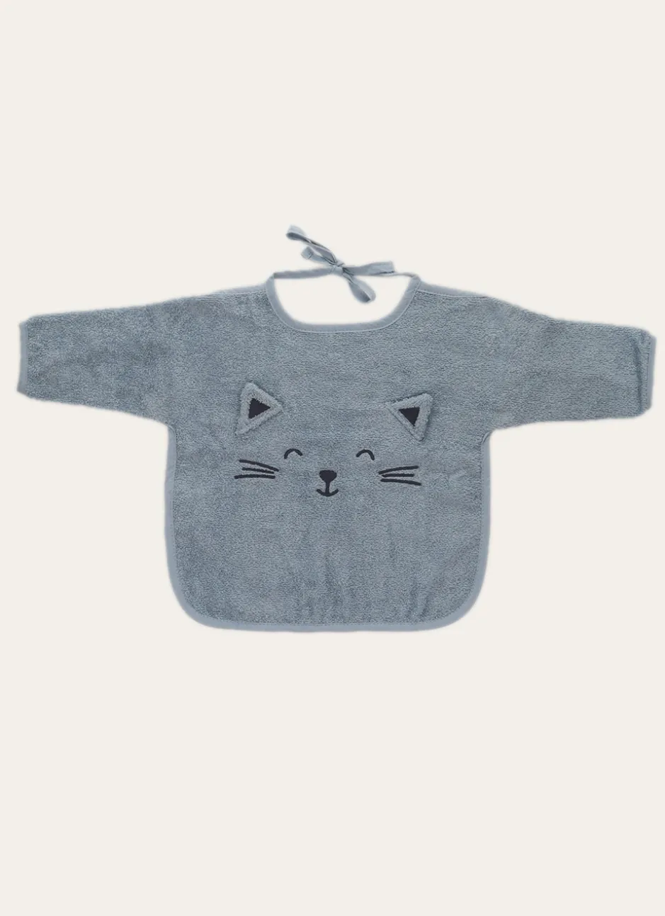 BAVOIR MANCHES LONGUES TÊTE DE CHAT BLEU