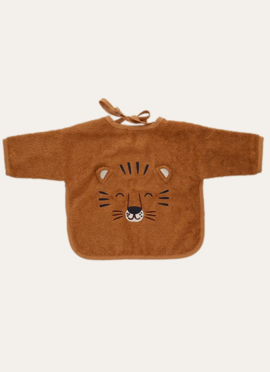 BAVOIR MANCHES LONGUES TÊTE DE TIGRE BRODÉE OCRE