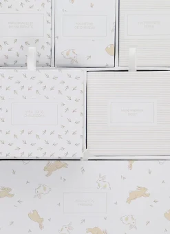 BOÎTE DE RANGEMENT MOTIF LAPINS ECRU