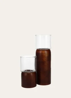 BOUGEOIR EN BOIS DE MANGUIER PETIT FORMAT BOIS MARRON/TRANSPARENT
