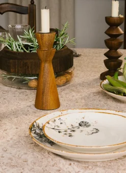 BOUGEOIR EN BOIS DE MANGUIER POUR BOUGIE FLAMBEAU MARRON