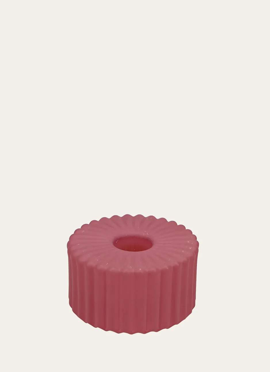 BOUGEOIR EN VERRE COLORÉ RÉVERSIBLE ROSE FONCE
