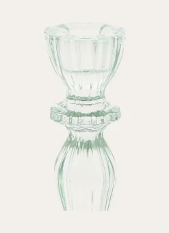 BOUGEOIR EN VERRE TEINTÉ H15,5 CM VERT AMANDE