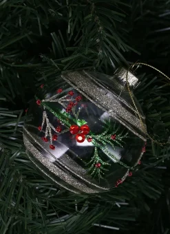 BOULE EN VERRE AVEC BAIES ET BRANCHES EN STRASS TRANSPARENT