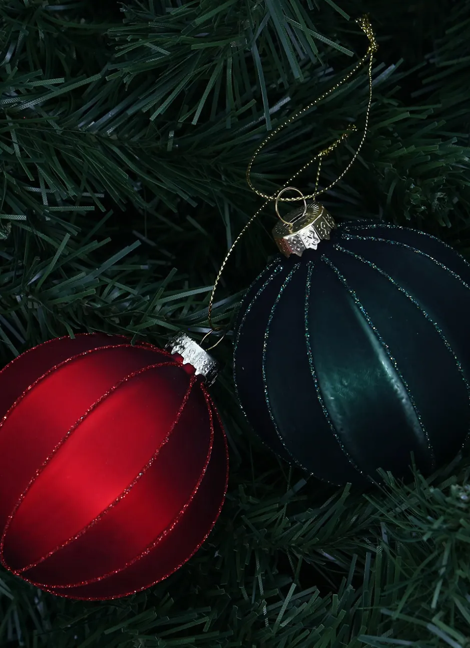 BOULE EN VERRE EFFET MAT (COLORIS ALÉATOIRE) ROUGE/VERT