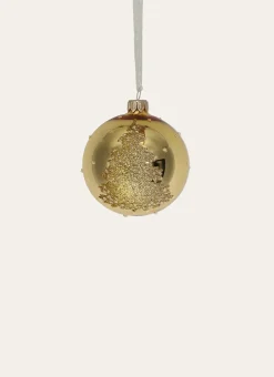 BOULE EN VERRE SAPIN À PAILLETTES DORÉ