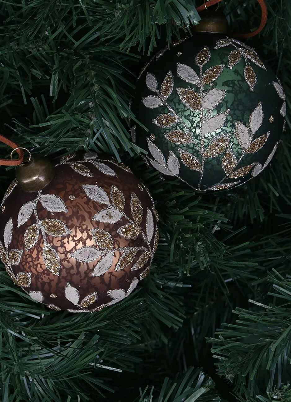 BOULE FEUILLES ET PAILLETTES (COLORIS ALÉATOIRE) VERT/BRUN