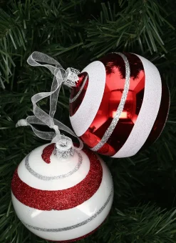 BOULE À RAYURES ET PAILLETTES (MODÈLE ALÉATOIRE) RUBIS