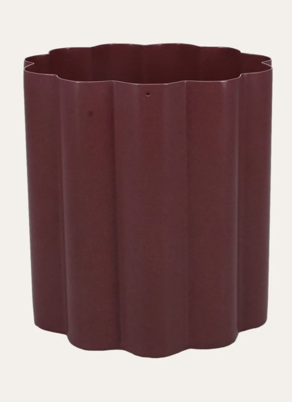 CACHE POT MÉTAL EN FORME DE PÉTALES VIOLET