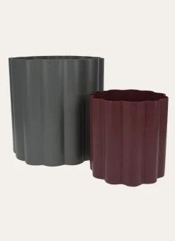 CACHE POT MÉTAL EN FORME DE PÉTALES VIOLET