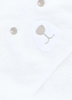 CAPE DE BAIN TÊTE D'OURSON EN COTON ÉPONGE BLANC