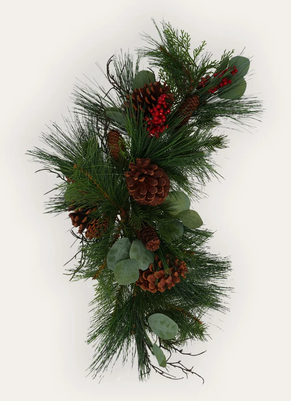 CHEMIN DE TABLE AVEC POMMES DE PIN MULTICOLORE