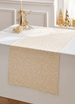 CHEMIN DE TABLE JACQUARD BRILLANT DORÉ ECRU