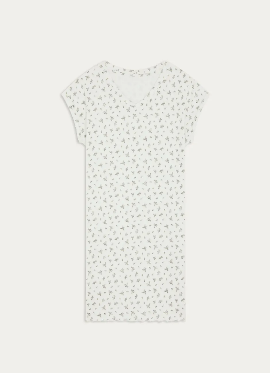 CHEMISE DE NUIT IMPRIMÉ BOUQUET FLORAL ECRU / VERT