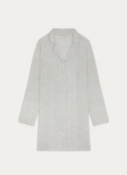 CHEMISE DE NUIT IMPRIMÉE EN GAZE DE COTON FLOCO BLANC