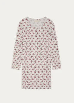 CHEMISE DE NUIT IMPRIMÉE MANCHES LONGUES GRENAT