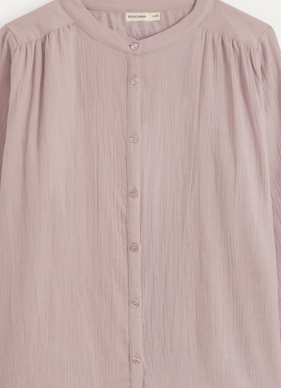 CHEMISE MANCHES LONGUES EN DOUBLE GAZE DE COTON LILAS
