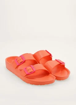 CLAQUETTES EN PLASTIQUE À DOUBLE BOUCLES CORAIL