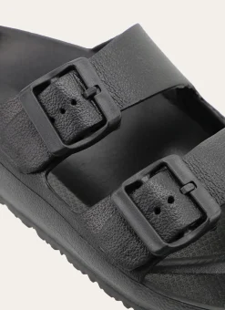 CLAQUETTES EN PLASTIQUE À DOUBLE BOUCLES Noir
