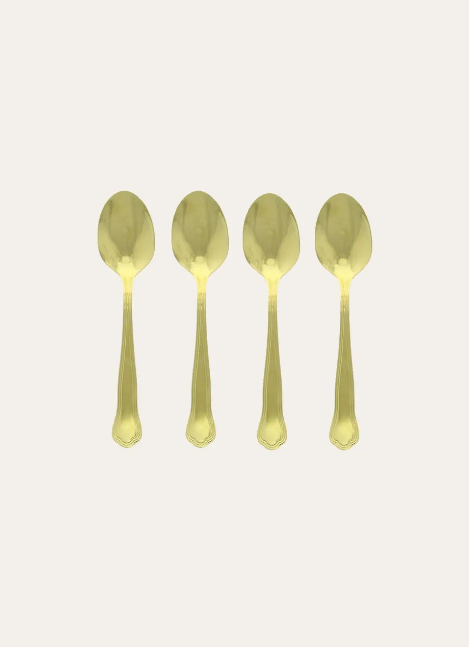 COFFRET 4 CUILLÈRES À SOUPE GRAVÉES EN INOX DORÉ