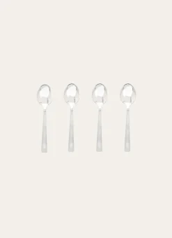 COFFRET DE 4 CUILLÈRES À CAFÉ CISELÉ BIJOU GRIS ARGENTÉ