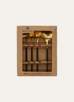 COFFRET DE 4 CUILLÈRES À CAFÉ SOVI NOIR DORE