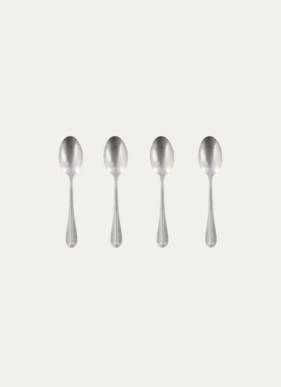 COFFRET DE 4 CUILLÈRES À SOUPE EN ACIER RÉTRO ARGENT