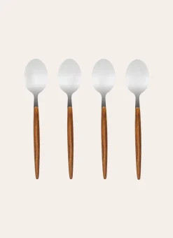 COFFRET DE 4 PETITES CUILLÈRES ARGENTÉ & BOIS