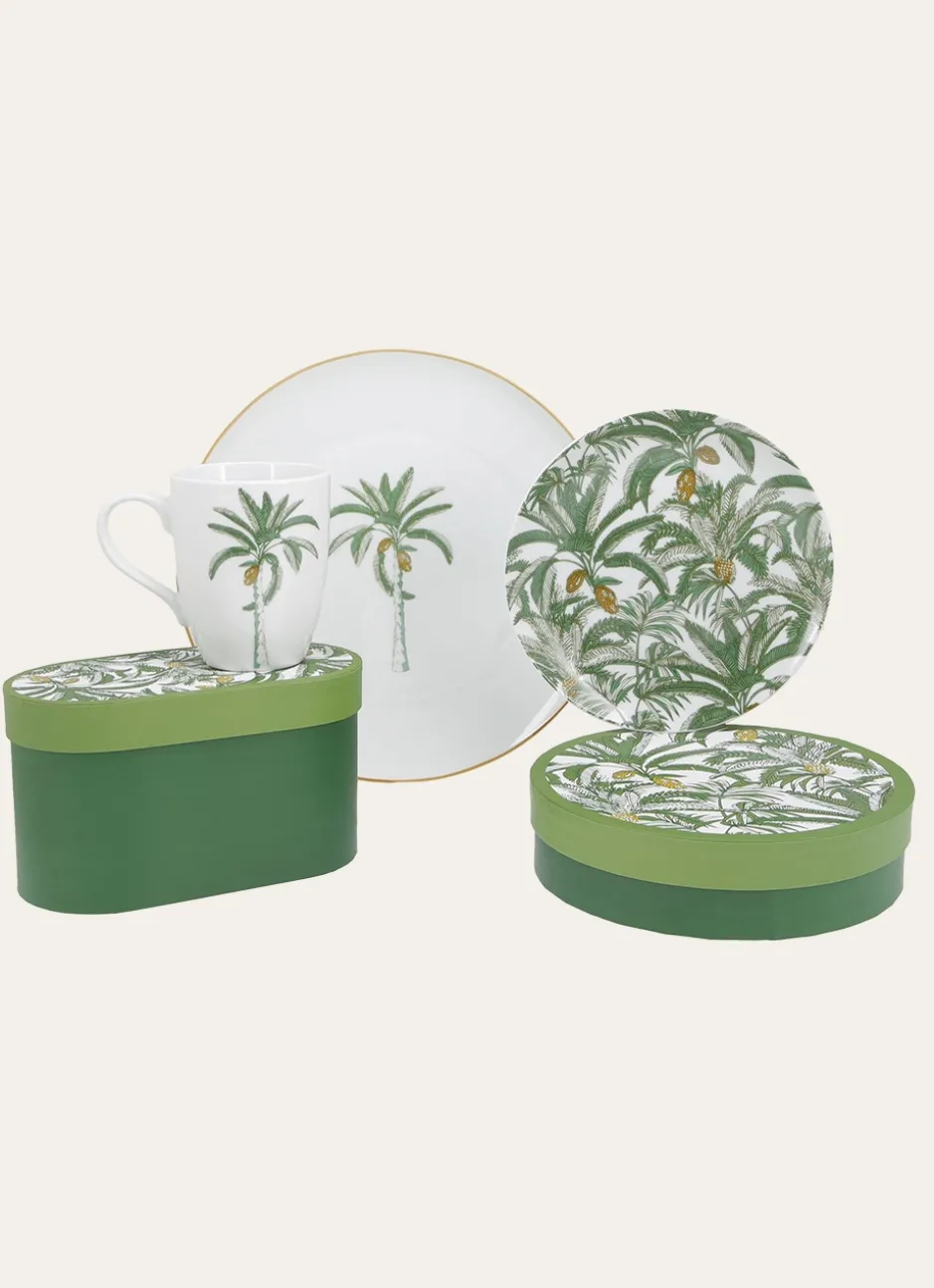 COFFRET 2 MUGS MOTIF VÉGÉTAL vert