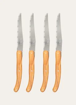 COFFRET SET DE 4 COUVERTS BOIS D'OLIVIER MARRON BOIS