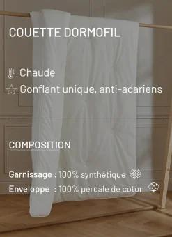 COUETTE DORMOFIL TRÈS CHAUDE EN PERCALE DE COTON ÉCRU