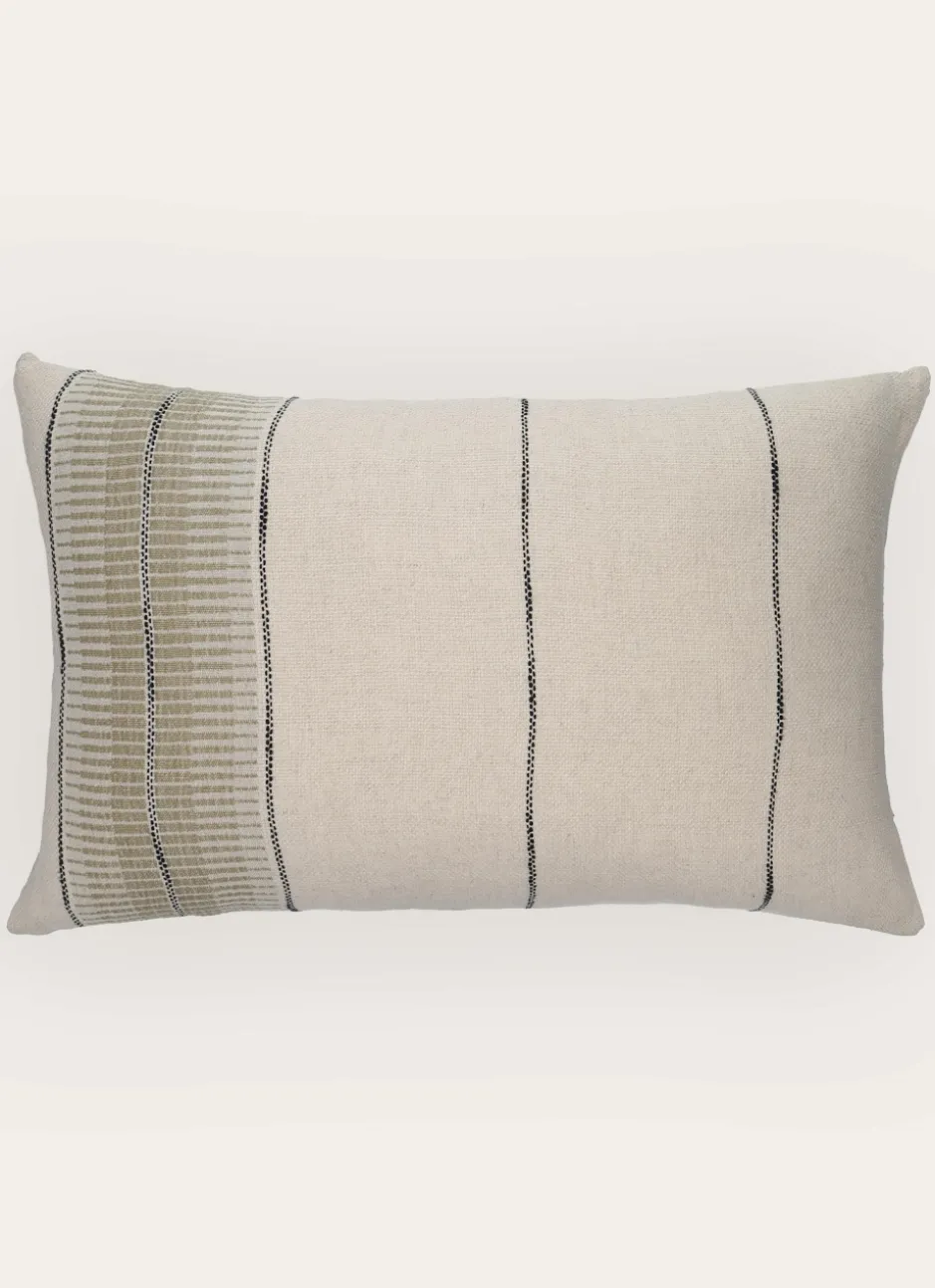 COUSSIN AVEC RAYURE TISSÉE KAKI
