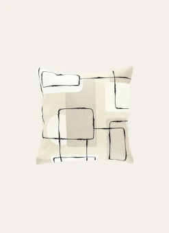 COUSSIN BRODERIES MOTIFS ABSTRAITS 45X45 BEIGE