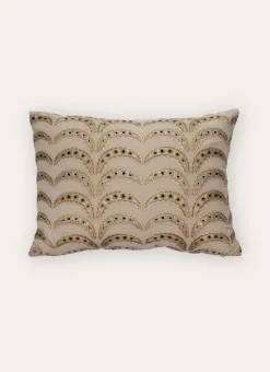 COUSSIN BRODÉ MOTIF PALMETTES BEIGE