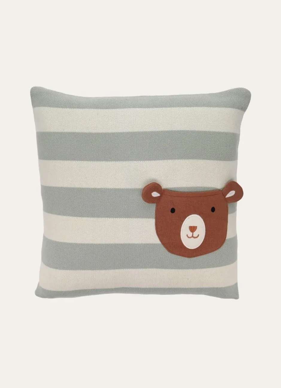 COUSSIN CARRÉ EN TRICOT DE COTON AVEC POCHE OURS MULTICOLORE