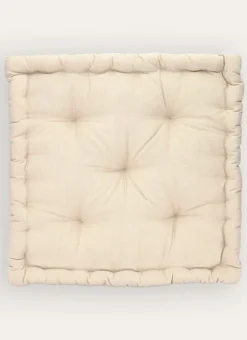 COUSSIN DE SOL EN COTON UNI AVEC POIGNÉE FICELLE