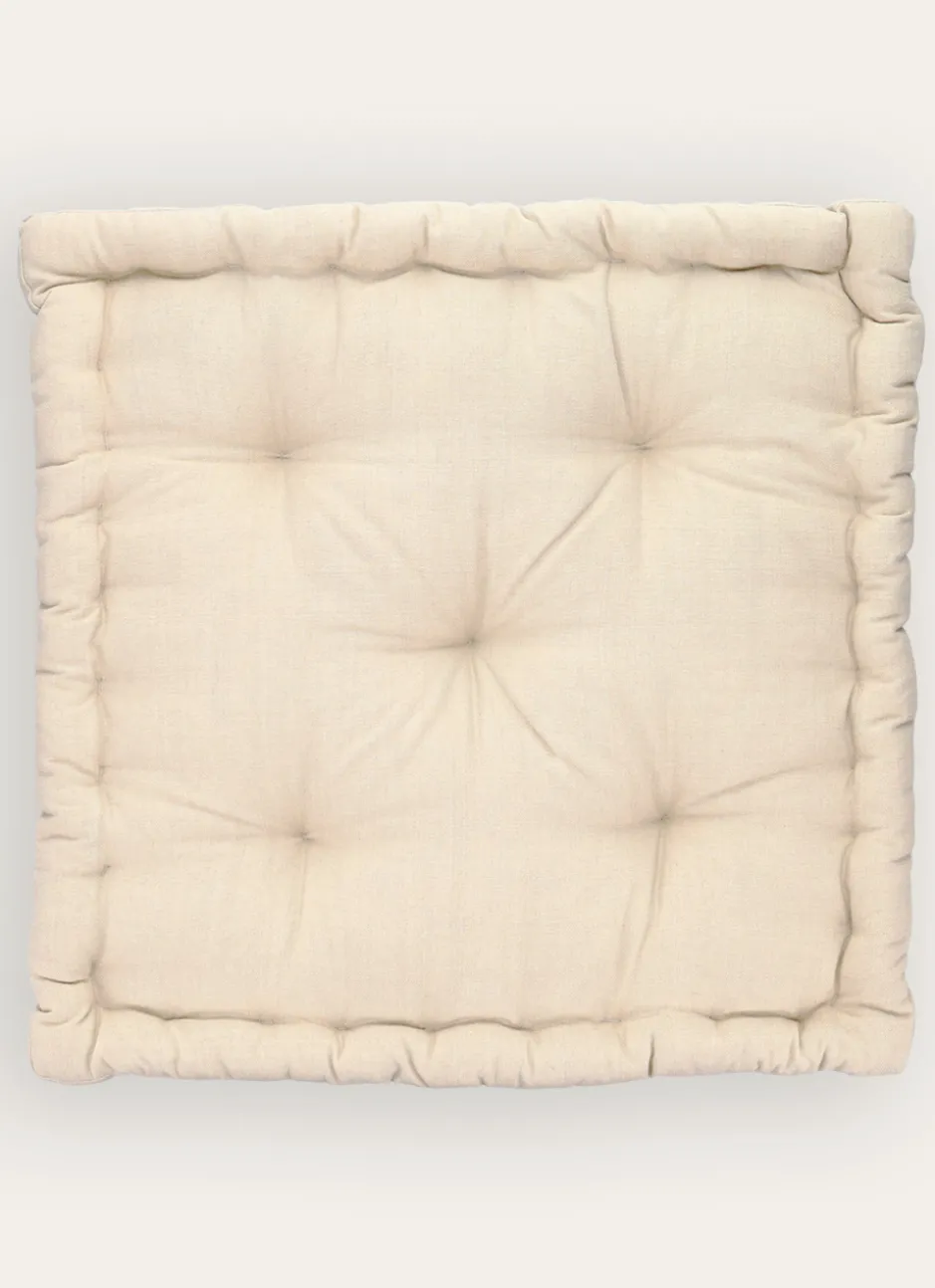 COUSSIN DE SOL EN COTON UNI AVEC POIGNÉE FICELLE