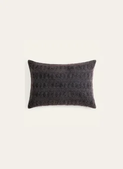 COUSSIN EN COTON JACQUARD LAVÉ BRODERIE EN RELIEF VIOLET